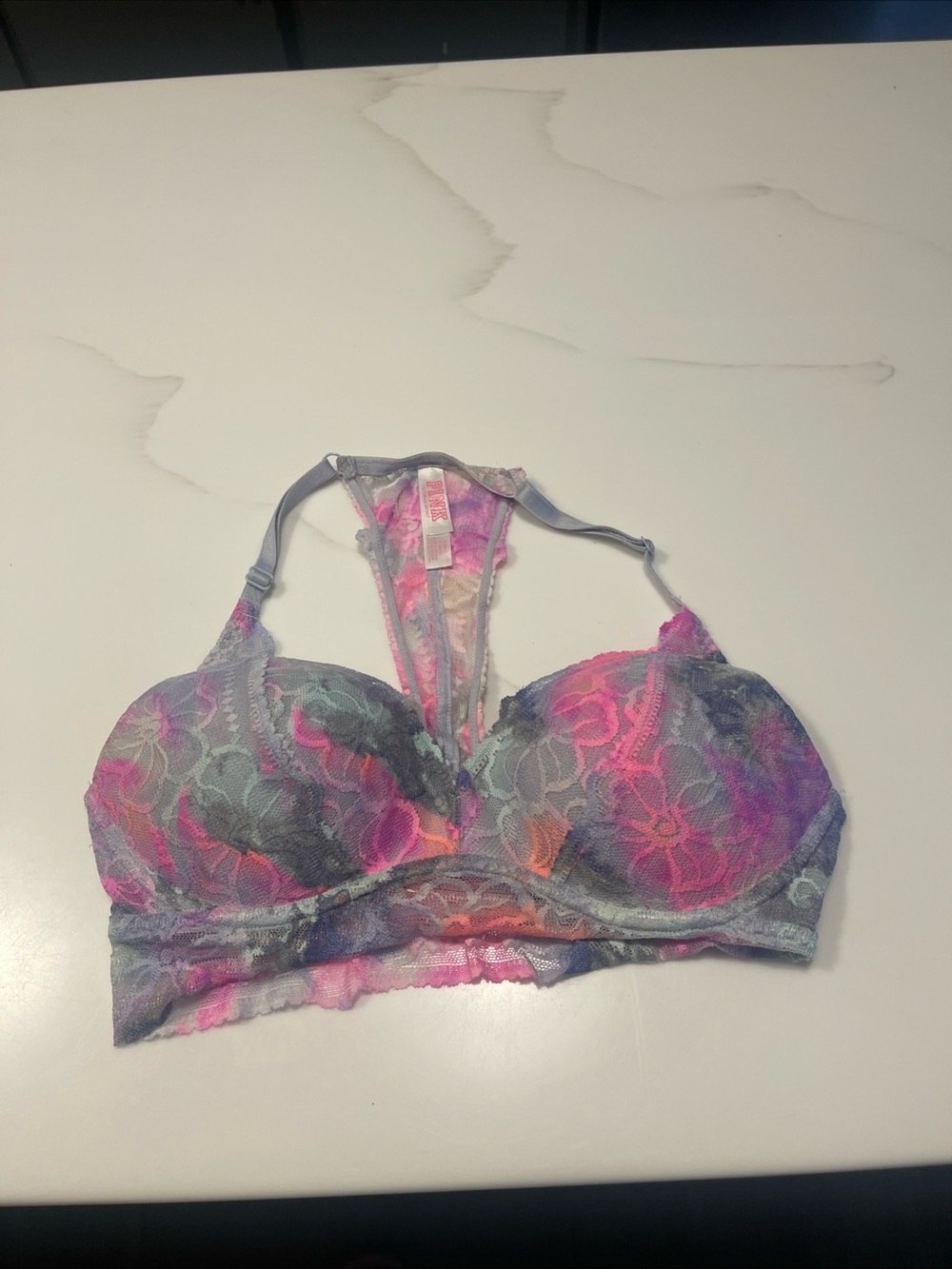 Victoria's Secret Lace Racerback Bralette in Pink and Purple